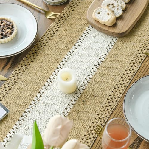 Artoid Mode Burlap Brown Farmhouse Woven Table Runner 12x108 Inch - Image 4