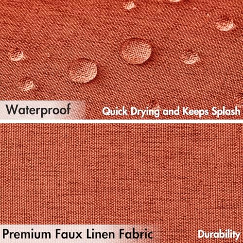 MIULEE Burnt Orange Scalloped Linen Shower Curtain 72x72 Inches - Image 4