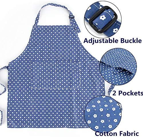 Kids Apron and Chef Hat Set, Cotton Child Toddler Aprons with Pocket - Image 4