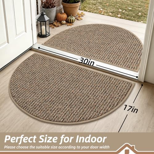 BEQHAUSE Dirt Trapper Door Mat Indoor 2 PCS Half Circle, 17x30 in, Taupe - Image 3