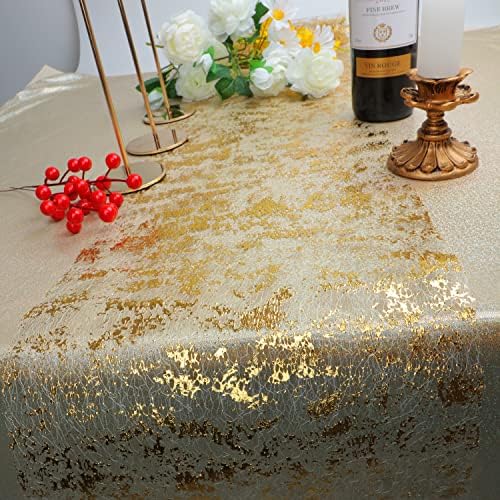 Snowkingdom Gold Table Runner, Sequin Glitter Metallic Foil Thin Mesh Sparkly Runner Roll 32Ft, Gold Birthday Party Decorations, for Event Wedding Showers Christmas Thanksgiving Festive - Image 4