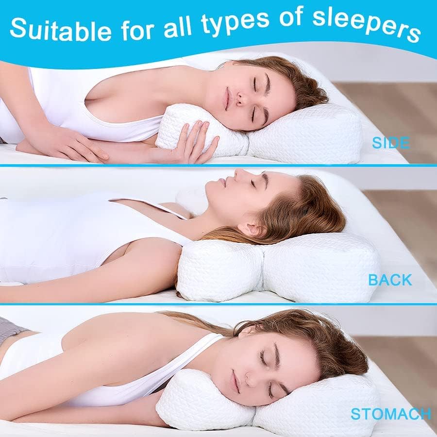 Clieey Side Sleeper Pillow Anti Wrinkle Aging Pillow Gel Shredded Memory Foam for Neck Pain Relief Pillow for Sleeping Side Back Stomach Sleeper Pillows (Regular White Style) - Image 6