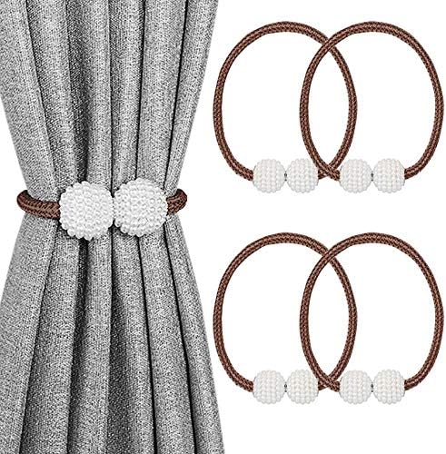 MELALUXE 4 Pack Magnetic Curtain Tiebacks, Decorative Curtain Holdbacks for Window Décor (Coffee) by Melaluxe