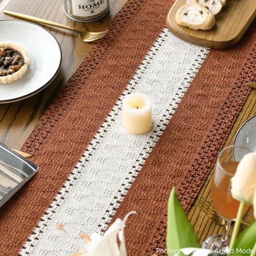Artoid Mode Caramel Farmhouse Woven Table Runner 12x120 Inch - Image 4