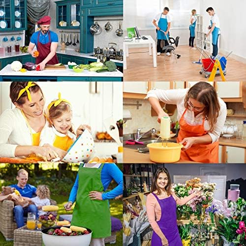 11 Pack Plain Color Bib Bulk Aprons for Women Men Chef, Waterproof Baking Painting Artist Cooking Kitchen Aprons with 2 Pockets (11, Multicolor) - Image 5