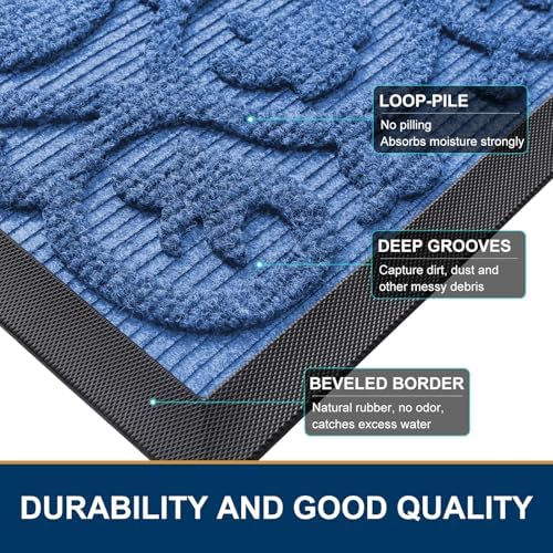 Smiry Front Door Mat Outside Entrance, Low Profile Rubber Doormat, 29.5x17 - Image 4