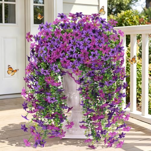 Realistic Faux Silk Flowers, Indoor Outdoor Hanging Decor, 2PCS by TrueGloArtficialGreenery