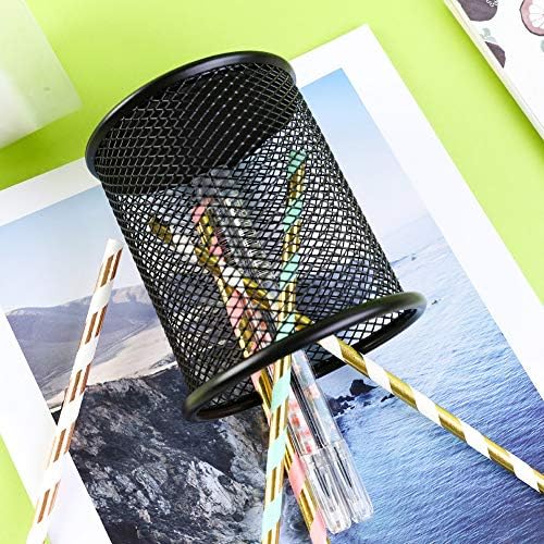 Ameceres 4 Packs Metal Pencil Cup Wire Mesh Pen Holder for Desk (Silver) - Image 6