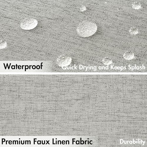 MIULEE Light Grey Scalloped Linen Shower Curtain 72x72 Inches - Image 4