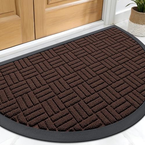 OLANLY Half-Circle Front Door Mat 29.5x17, Heavy-Duty Rubber Doormat by OLANLY