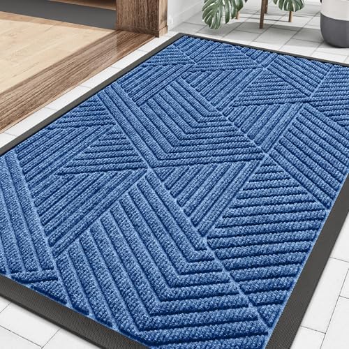 Smiry Front Door Mat Outside Entrance, Low Profile Rubber Doormat, 35x23 by Smiry