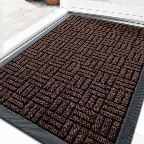 OLANLY Front Door Mat Outside Entrance 29.5x17, Heavy-Duty Rubber Doormat by OLANLY