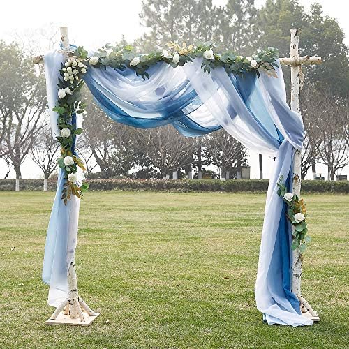 NICETOWN Navy Blue Ombre Sheer Scarf Curtains Valances, Elegant Backdrop Voile Texture for Indoor Outdoor Wedding Ceremony/Party/Pergola Canopy, Set of 2, W60 x L216 by NICETOWN