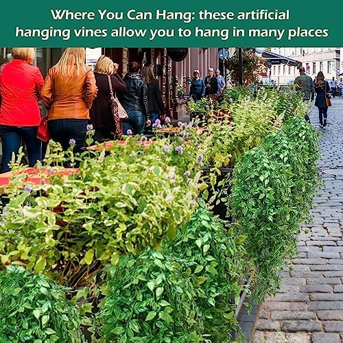 Hoteam 12 Pcs Artificial Hanging Greenery Plants, Vine - Image 6
