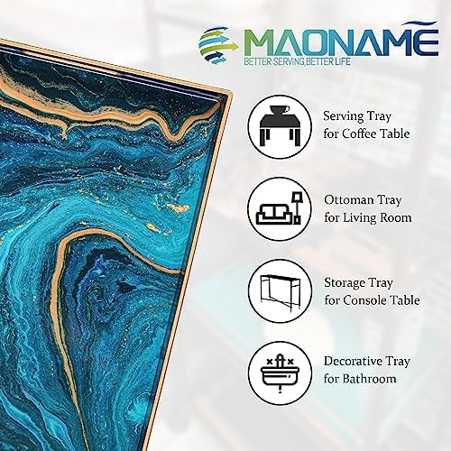 MAONAME Blue Serving Trays, Plastic Rectangular Serving Tray with Handles - Image 5