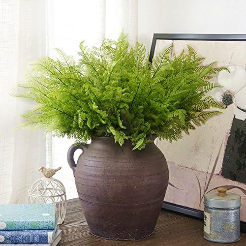 CATTREE Artificial Shrubs Bushes, Plastic Fern Leaves Persian Grass Fake Plants Wedding Indoor Outdoor Home Garden Verandah Kitchen Office Table Centerpieces Arrangements Christmas Decoration 2 pcs - Image 3