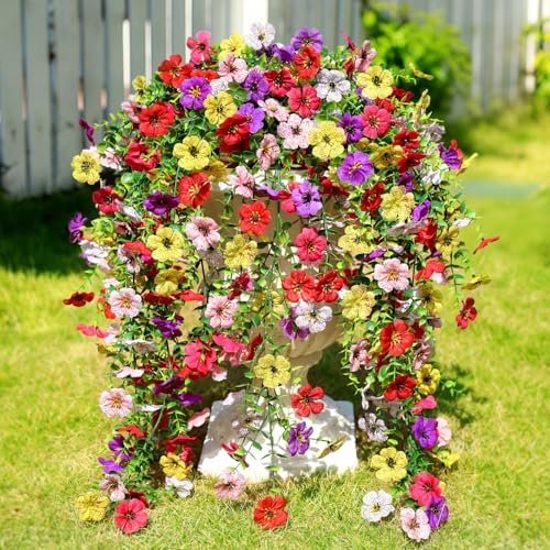 Artificial Flowers for Outdoors UV Resistant Spring Decor by Playieer