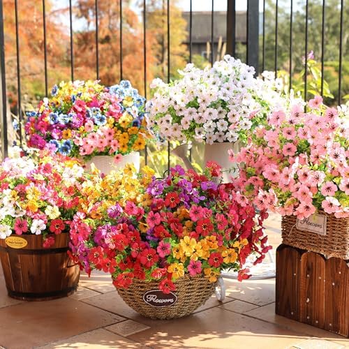 Artificial Flowers for Outdoors, 16 Bundles UV Resistant Realistic Faux Silk Flowers, Fake Plants for Outside Planter Front Porch Patio Balcony Window Box Garden Yard Farmhouse - Image 6