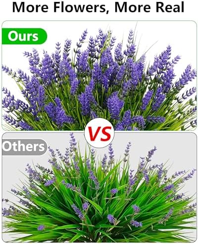 ZINHO 24 Bundles Artificial Flowers Outdoor, Faux Lavender Flowers with Grass UV Resistant Artificial Plants for Outdoor Outside Hanging Planter Window Box Garden Patio Front Porch Decor - Image 2