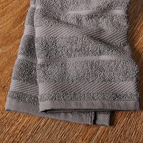 KitchenAid Albany Kitchen Towel 8-Pack Set, Charcoal Grey/White, 16"x26" - Image 4