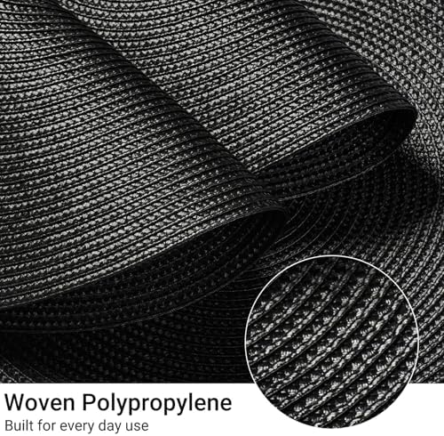 FunWheat Round Braided Placemats Set of 8 Place Mats for Dining Table Woven Washable Non-Slip Table Mats 15 Inch(Black,8pcs) - Image 3