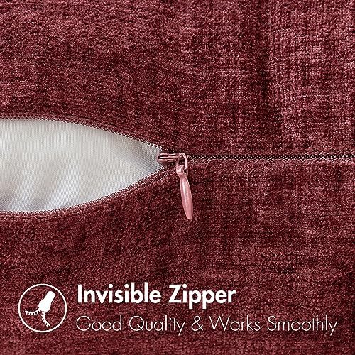 MIULEE Soft Chenille Throw Pillow Covers Burgundy 20x20 Inch Pack of 2 - Image 3