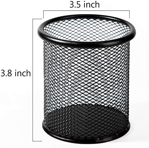 Ameceres 4 Packs Metal Pencil Cup Wire Mesh Pen Holder for Desk (Silver) - Image 4