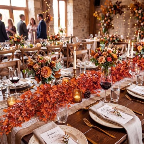 Daifunli 12 Pcs Artificial Fall Hanging Plants Fake Hanging Ferns Plastic Autumn Faux Plants for Wall Room Garden Garland Indoor Outdoor Decor No Basket (Maple Leaves) - Image 6