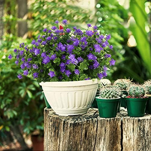Artificial Flowers, Fake Artificial Greenery UV Resistant No Fade Faux Plastic Plants for Wedding Bridle Bouquet Indoor Outdoor Home Garden Kitchen Office Table Vase 6PCS (Purple) - Image 3
