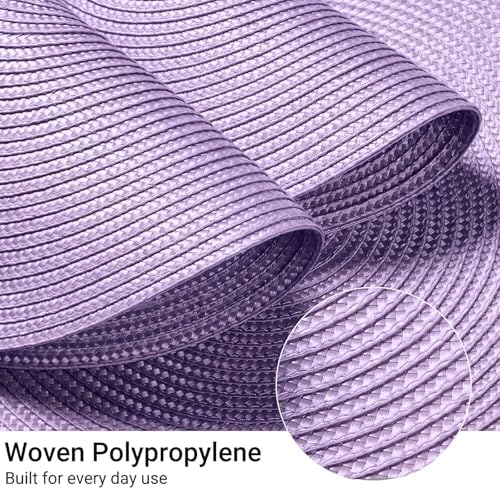 FunWheat Round Braided Placemats Set of 6 Table Mats for Dining Tables Woven Washable Non-Slip Place mats 15 inch(Lilac Purple, 6pcs) - Image 4