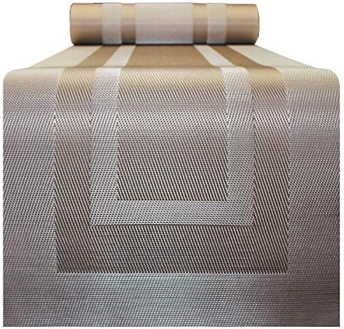 PIGCHCY 72 inches Table Runner,Table Centerpiece, Heat Resistant Vinyl Woven Washable Table Mats Sets (Champagne) by PIGCHCY