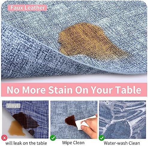 Maxpearl Faux Leather Placemats Set of 6, Easy to Clean, Blue - Image 4