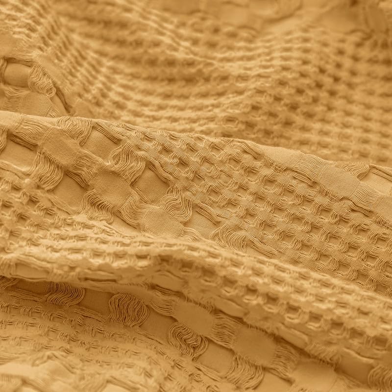 PHF Cotton Waffle Weave Euro Sham Covers 26"x26", Pumpkin Orange, No Insert - Image 5