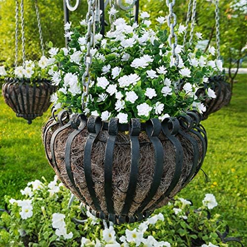 10PCS Artificial Flowers, Fake Artificial Greenery UV Resistant No Fade Faux Plastic Plants for Wedding Bridle Bouquet Indoor Outdoor Home Garden Kitchen Office Table Vase(White) - Image 2