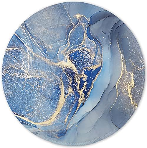 ITNRSIIET Round Mouse Pad with Stitched Edge Premium-Textured Waterproof Non-Slip Rubber Base Desktop Protection Mat Diameter 8.7 inches, Blue Marble Texture by +ITNRSIIET