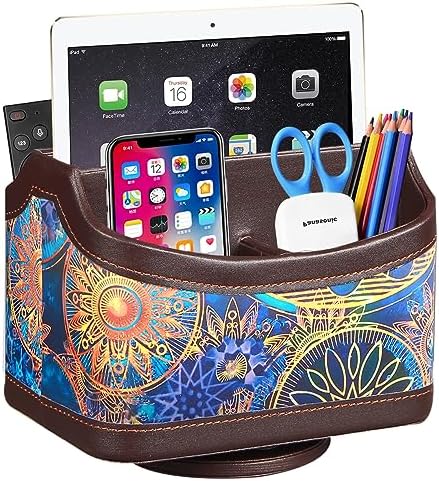 YAPISHI Remote Control Holder,Swivel TV Remotes Caddy for Table,Desk Accessories and Workspace Organizer Controllers/ Art Supplies/ Stationery,Night Stand Organizers and Decorations for Living Room by YAPISHI