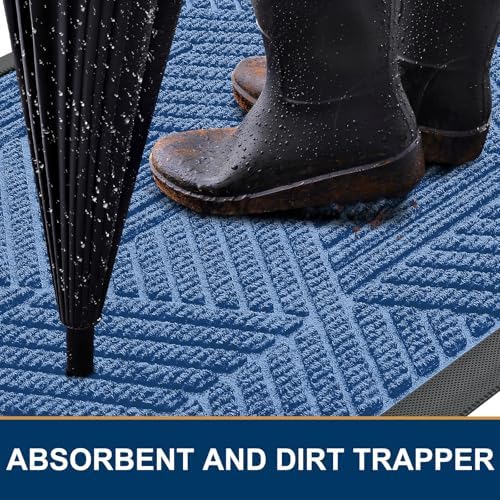 Smiry Front Door Mat Outside Entrance, Low Profile Rubber Doormat, 35x23 - Image 3