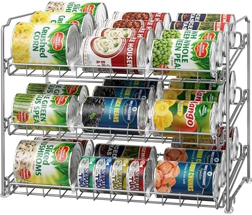 Simple Houseware Stackable Can Rack, Silver, Adjustable Plastic Dividers, Holds 36 Cans by SimpleHouseware
