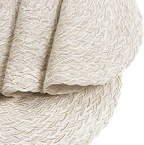 SHACOS Round Braided Placemats 15 inch Set of 6 Boho Thick Washable Kitchen Table Placemats for Home Wedding Party (T-Ivory, 6) - Image 5