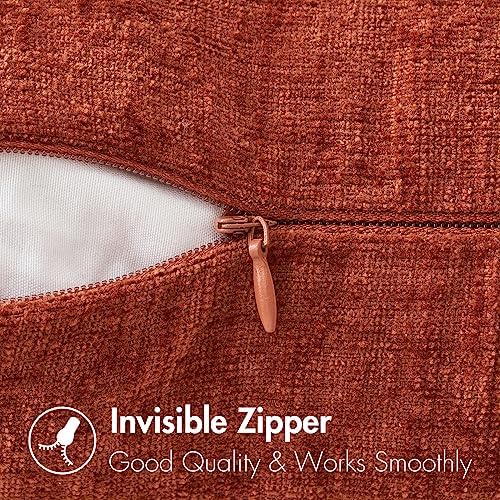 MIULEE Pack of 4 Couch Throw Pillow Covers 18x18 Inch Soft Burnt Orange Chenille Pillow Covers for Sofa Living Room Solid Dyed Pillow Cases - Image 3
