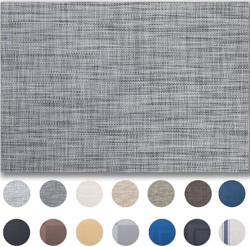 Placemats Set of 12 - Easy Clean Woven Vinyl Placemats for Dining Table, Indoor/Outdoor Place Mats, Washable PVC Table Mats（Dark Gray） by Unknown