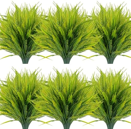 ZEOSTARO 12 Bundles Artificial Plants Outdoor Fake Boston Fern Greenery with Flowers Faux UV Resistant Shrubs Garden Patio Porch Window Box Farmhouse Hanging Decor(Green) by ZEOSTARO