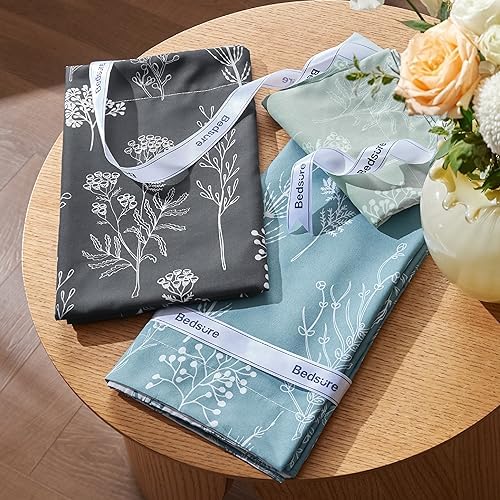 Bedsure Floral Comforter Set Cute Bedding Set California King Dark Grey - Image 6