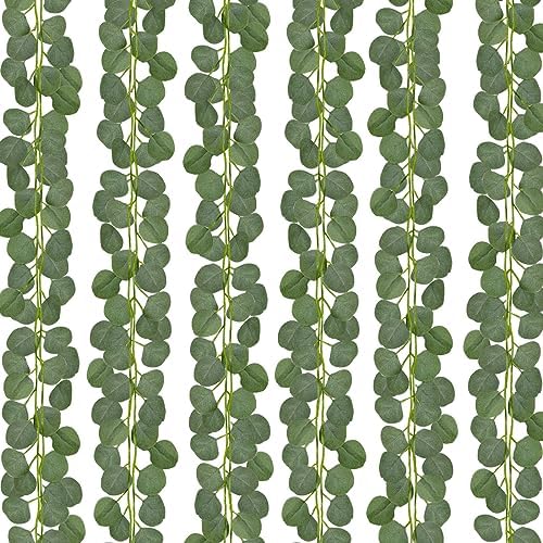 CQURE 28 Pack 196Ft Eucalyptus Garland,Artificial Eucalyptus Leaves Table Greenery Garland Wreath Vines for Wedding Party Fireplace Bedroom Wall Room Decor by CQURE
