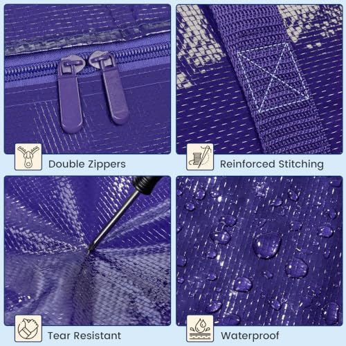8 Pack Heavy Duty Waterproof Moving Bags, Foldable Totes - Image 4