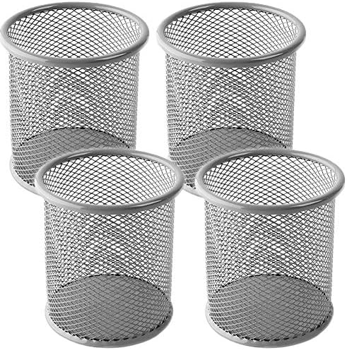Ameceres 4 Packs Metal Pencil Cup Wire Mesh Pen Holder for Desk (Silver) by Ameceres