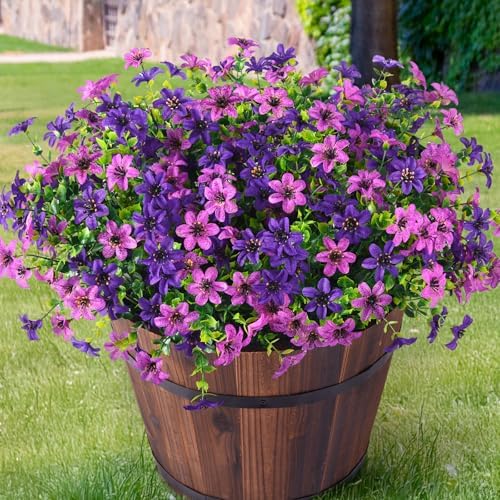 Artificial Flowers for Outdoors Spring Summer Decoration, 12 Bundles Fake Plants UV Resistant Realistic Faux Flower Silk Daisy with Eucalyptus Stem for Patio Planter Porch Yard Window Box Balcony by HomeD%C3%A9cor