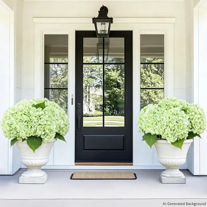 4Pcs Real Touch Hydrangea Artificial Flowers, 21" Fake Flowers, Light Green - Image 5