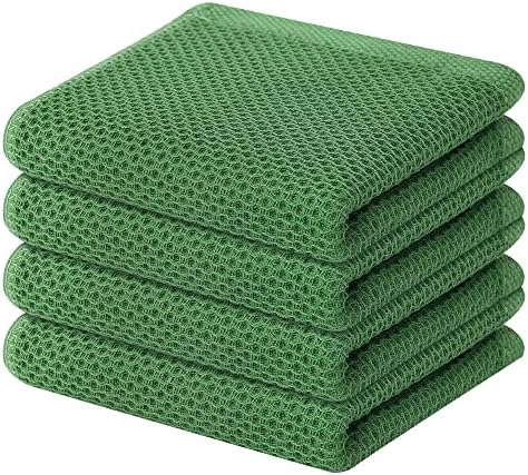 Homaxy 100% Cotton Waffle Weave Kitchen Dish Towels 4-Pack, Grass Green by Homaxy