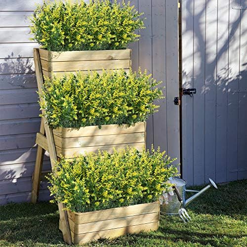 8 Bundles Outdoor Artificial Lavender Fake Flowers UV Resistant Shrubs, Faux Plastic Greenery for Indoor Outside Hanging Plants Garden Porch Window Box Home Wedding Farmhouse Decor (Yellow) - Image 3